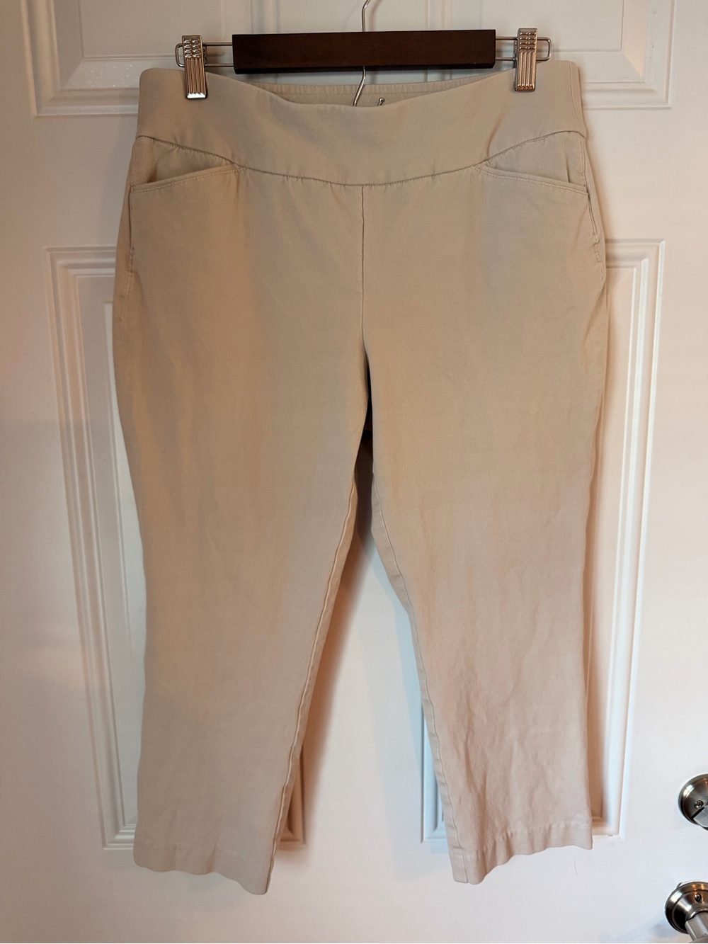 Christopher & Banks Beige Cropped Pull-On Pants